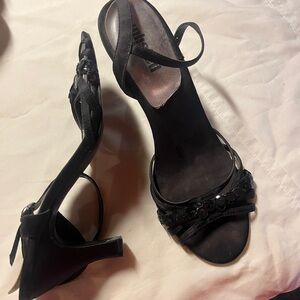 Open toe formal sequined sandal